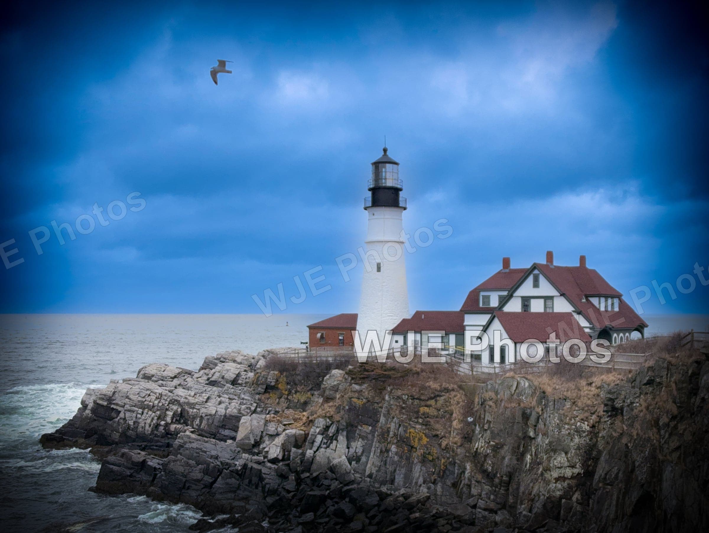 Coastal view of Portland Head Light in Maine