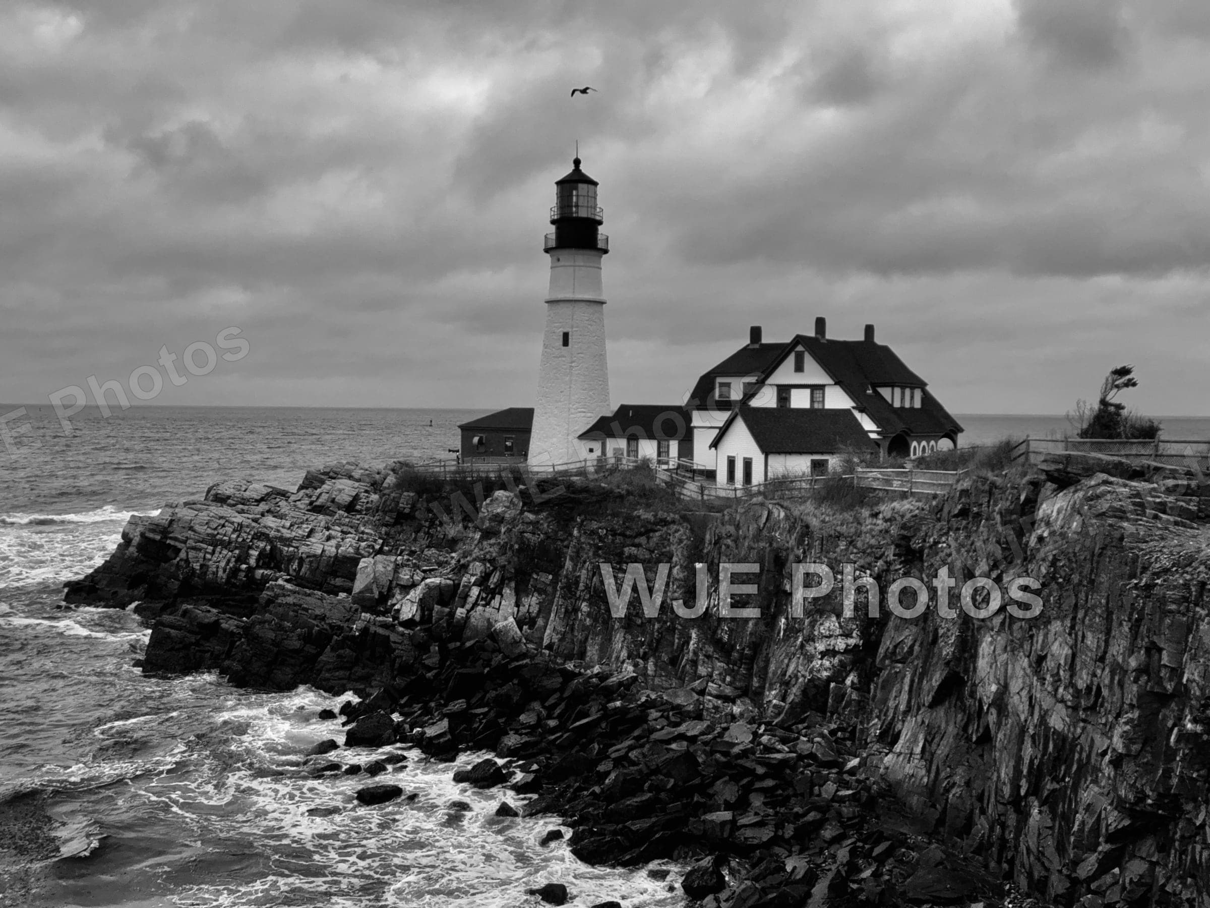 Portland Head Light shoreline view in Maine